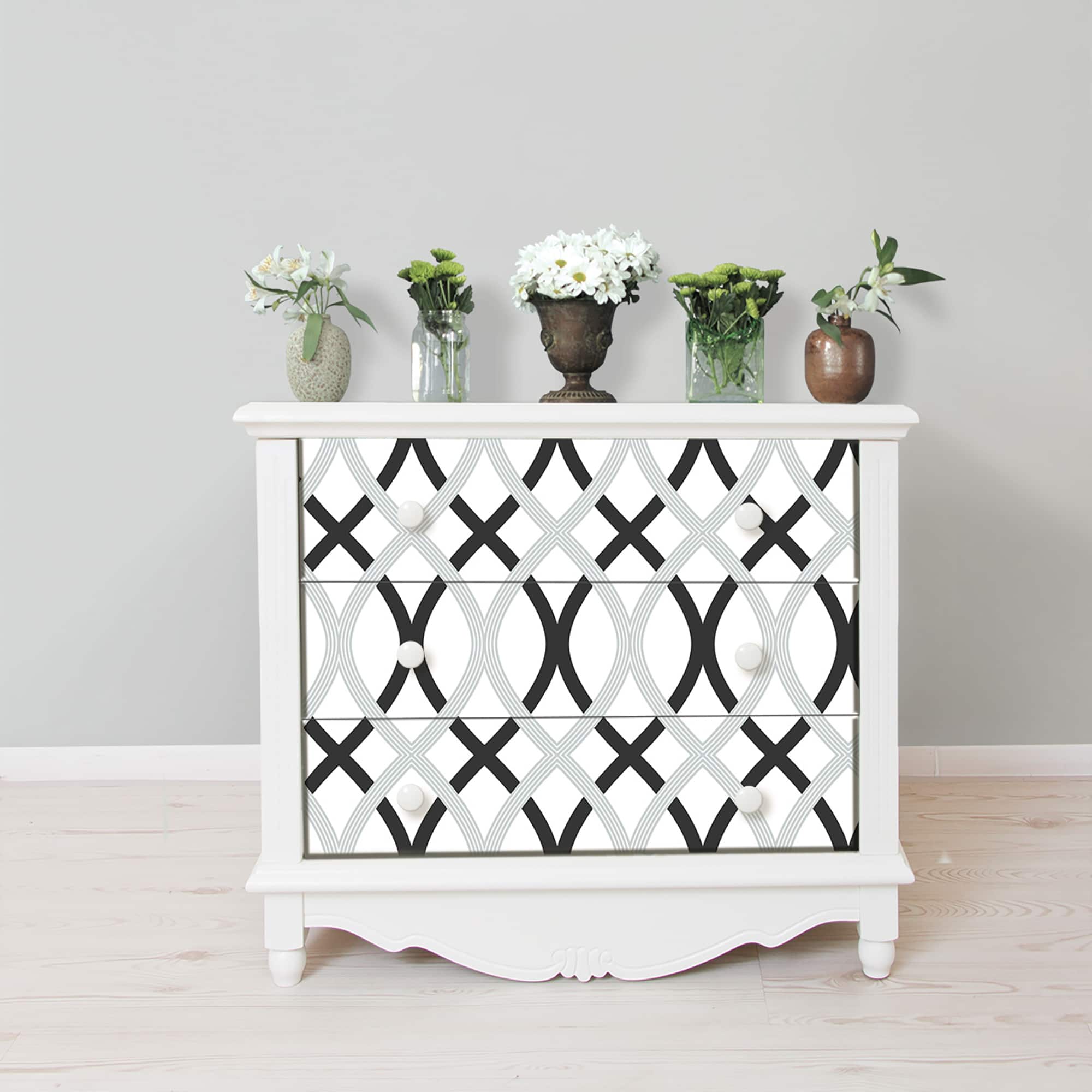 NuWallpaper Black & Silver Lattice Peel & Stick Wallpaper